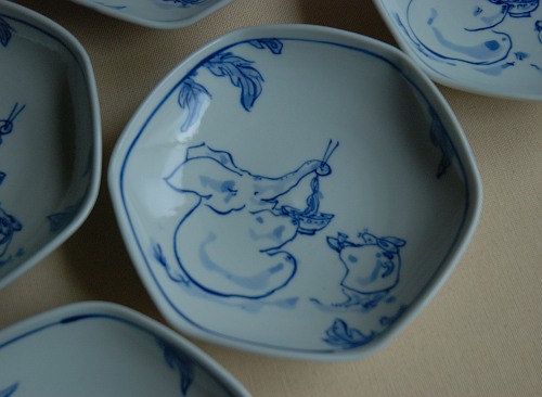 陶器_六角取皿_